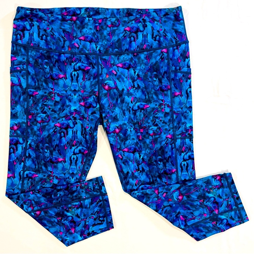 New Constantly Varied Gear Leggings Womens 2XL XXL Flamingos Cropped Blue Plus